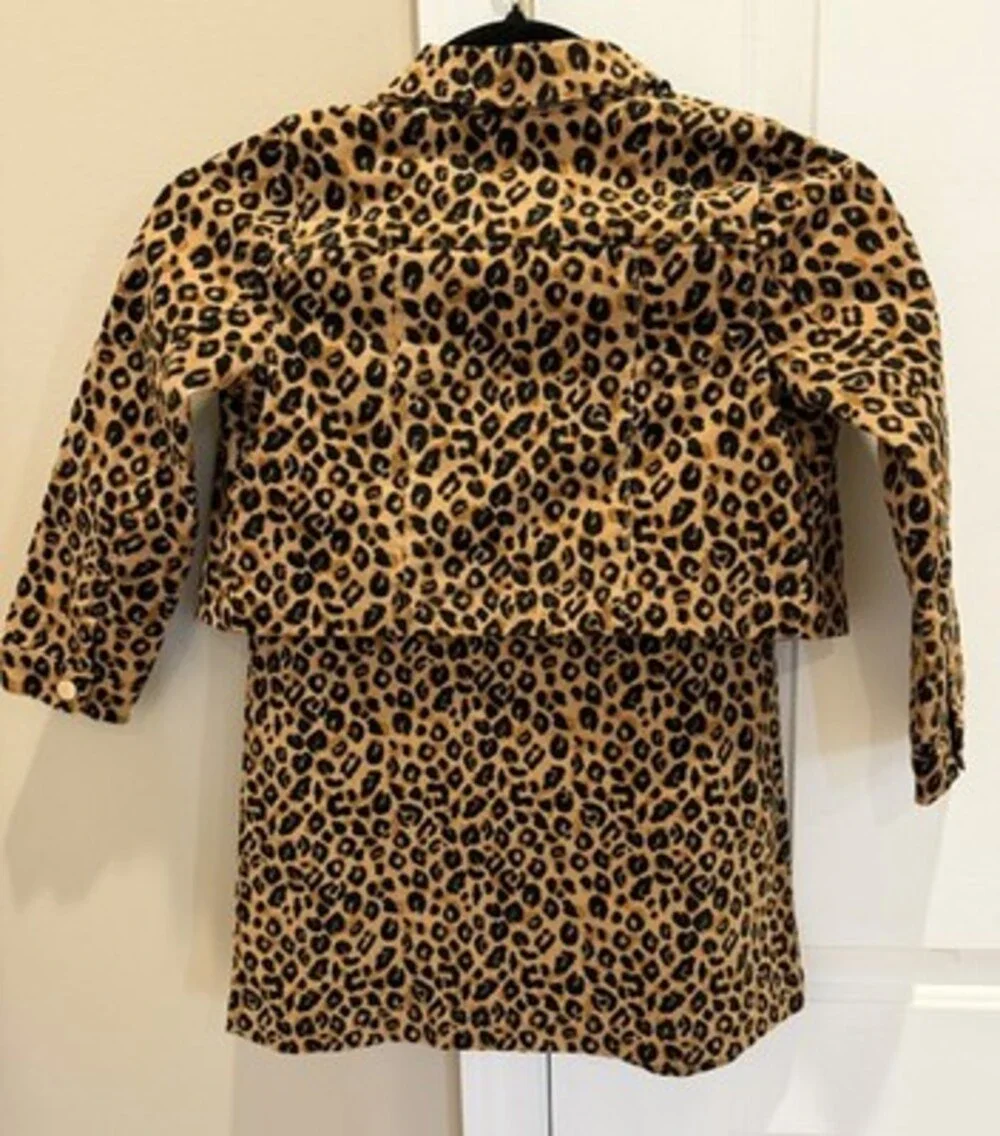 Rachel Zoe Girls Animal Print Leopard Corduroy Jacket and Dress Set Size 5T NWT